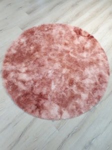 Doğuş Batik Tavşan Tüyü Pembe 140x140cm Yuvarlak Halı