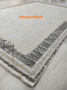 Yamalı Home ARTEL AR01 KREM BEJ-160X230 cm İPEKSİ YUMUŞAK VİSKON HALI