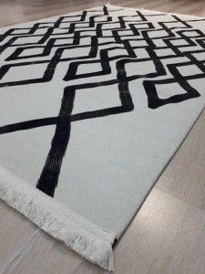 Doğuş Oslo 8222 Beyaz Siyah Kilim 120x180 cm
