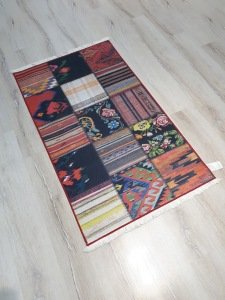 Yamalı Home Savona 3607 Etnik Patchwork 80x140 cm Saçaklı Kilim