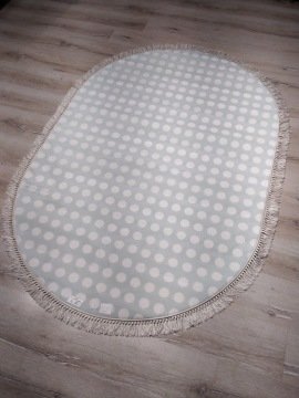 YamalıHome Bambu Kilim PT29 Soft Yeşil Puanlı 120x120 cm Yuvarlak Halı