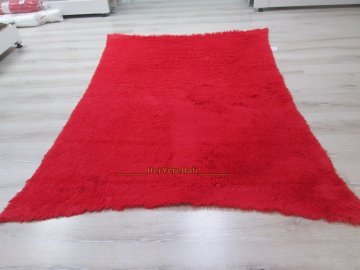 Doğuş Tavşan Tüyü Kırmızı 140x200 cm Yay Şeklinde Peluş Halı