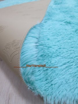 Doğuş Tavşan Tüyü Mavi 140x200 cm Yay Şeklinde Peluş Halı