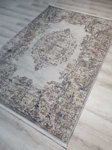 TürkmenHalı Trend 16309A Bej Mavi  Modern Desenli Halı 160x230 cm