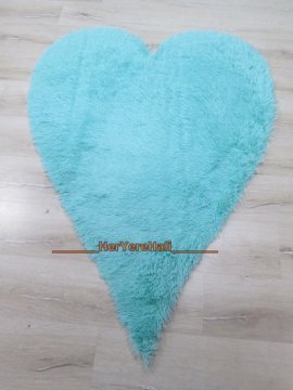 Doğuş Tavşan Tüyü Mavi 100x140cm Kalp Şeklinde Halı