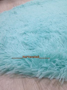 Doğuş Tavşan Tüyü Mavi 100x140cm Kalp Şeklinde Halı