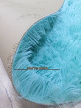Doğuş Tavşan Tüyü Mavi 100x140cm Kalp Şeklinde Halı