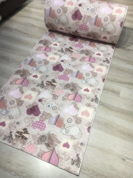 Merroni Trend Soft E042Kalp Kaymaz Kesme Halı 120x180 cm