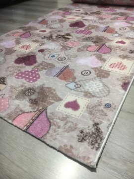 Merroni Trend Soft E042Kalp Kaymaz Kesme Halı 120x180 cm