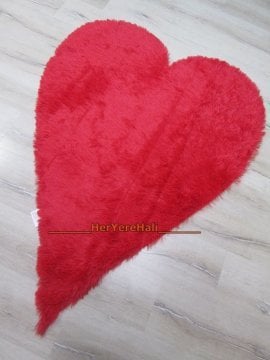 Doğuş Tavşan Tüyü Kırmızı 100x140cm Kalp Şeklinde Halı