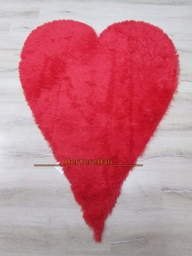 Doğuş Tavşan Tüyü Kırmızı 100x140cm Kalp Şeklinde Halı
