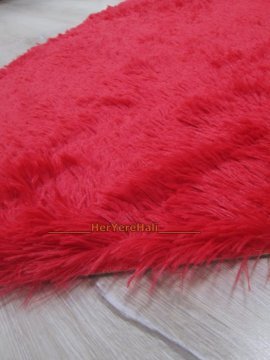 Doğuş Tavşan Tüyü Kırmızı 100x140cm Kalp Şeklinde Halı