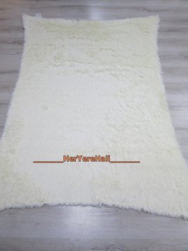 Doğuş Tavşan Tüyü Krem 140x200 cm Yay Şeklinde Peluş Halı