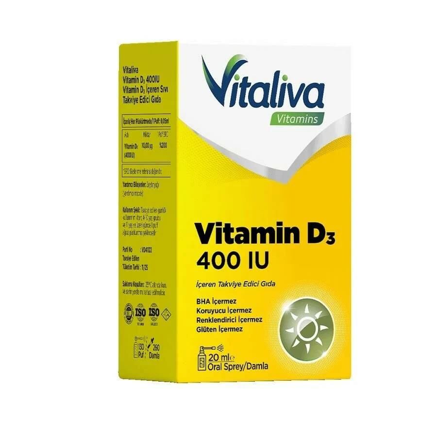 Vitaliva Vitamin D3 400IU Sprey Damla 20Ml