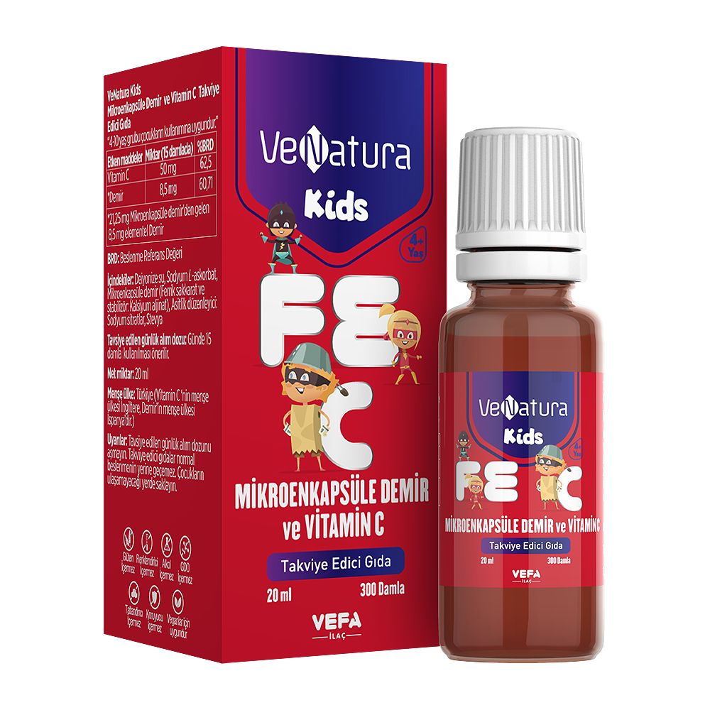 Venatura Kids Mikroenkapsüle Demir ve Vitamin C 20ml Damla