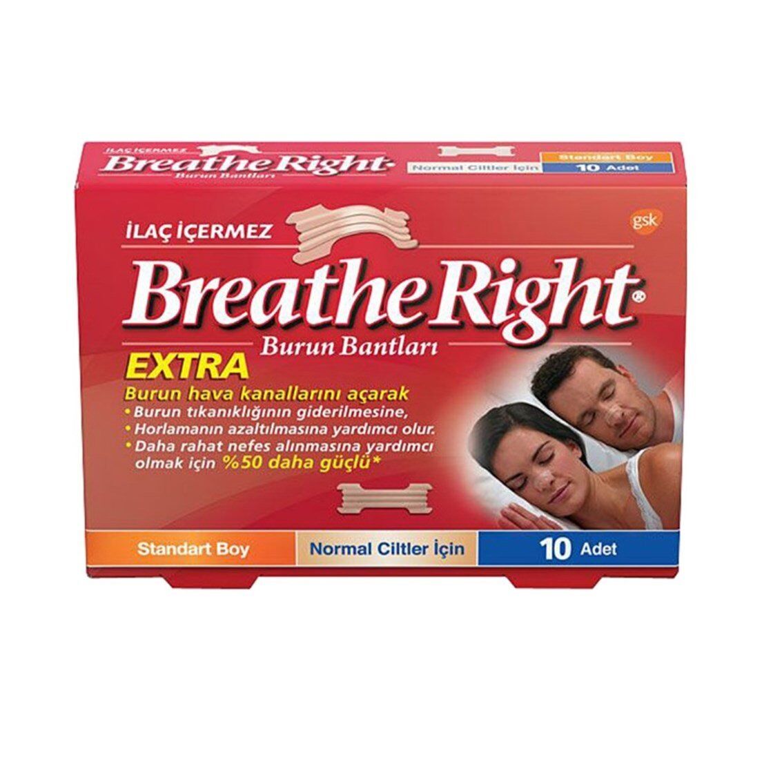 OtriNatura Breathe Right Normal Ciltler İçin Büyük Boy Burun Bantı 10 Adet