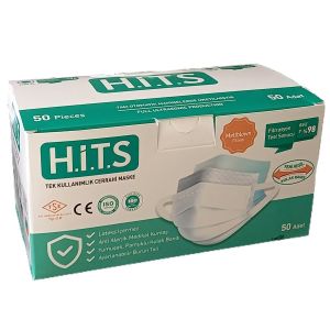 H.İ.T.S (Hits) Yeni Nesil Meltblownlu Tek Kullanımlık Yüz Maskesi Beyaz 50 lik