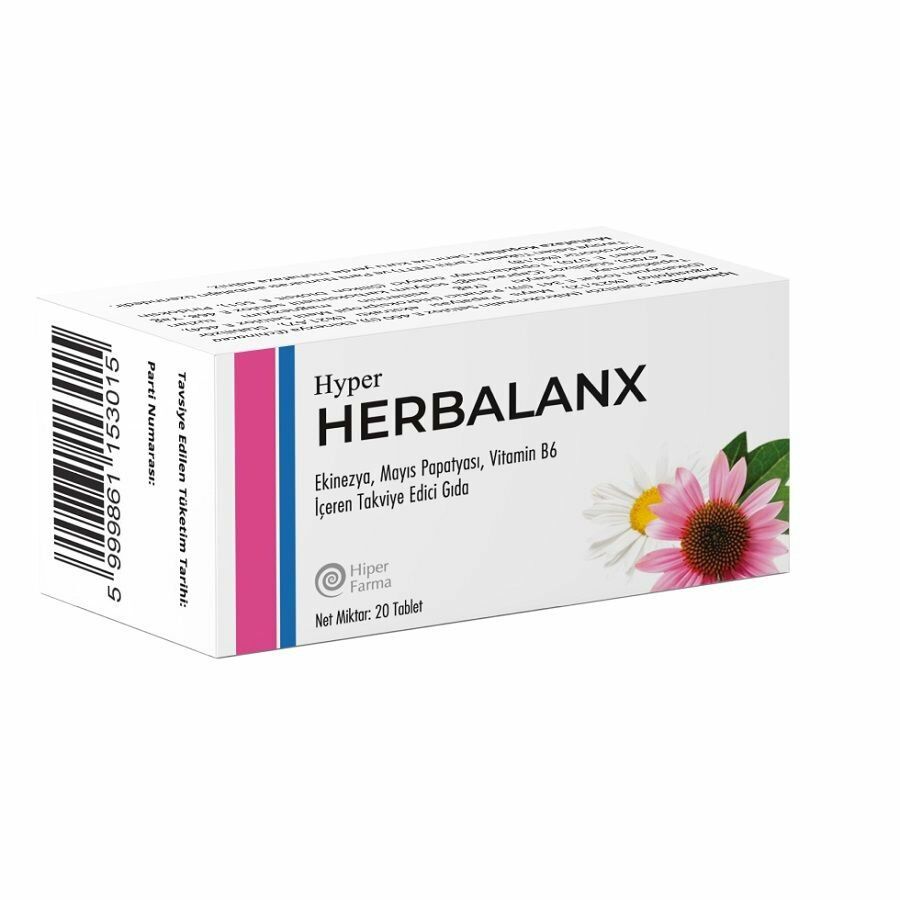 Hyper Herbalanx Ekinezya, Mayıs Papatyası, Vitamin B6 içeren Takviye Edici Gıda 20 Tablet