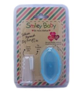 Smiley Baby Parmak Diş Fırçası Mavi 0-3 Yaş