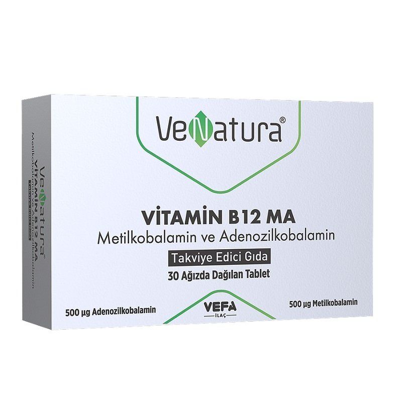 Venatura Vitamin B12 MA Metilkobalamin ve Adenozilkobalamin 30 Ağızda Dağılan Tablet