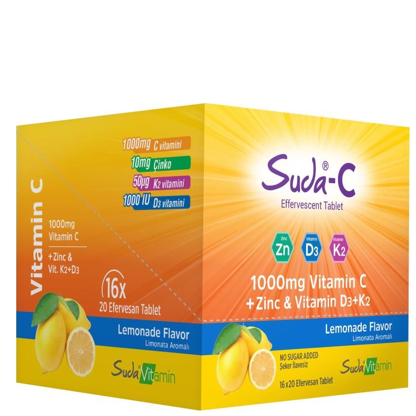 Suda C Vitamin C Vitamin D Çinko 20 Efervesan Tablet Lemon