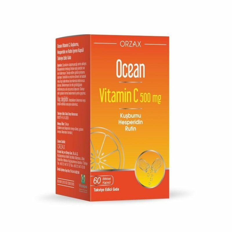 Ocean Vitamin C 500mg, Kuşburnu, Hesperidin ve Rutin 60 Kapsül
