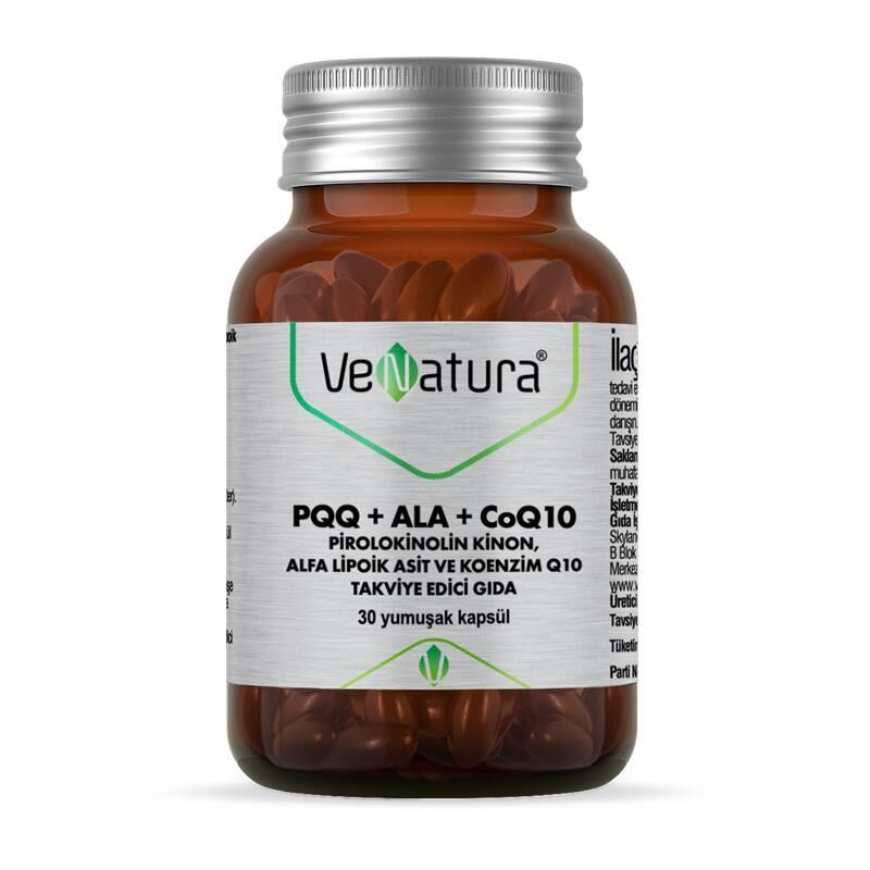 Venatura PQQ + ALA + CoQ10 (Pirolokinolin Kinon, Alfa Lipoik Asit, Koenzim Q10) 30 Kapsül