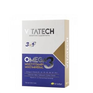 Vitatech Omega 3, Multivitamin ve Mineral, Ginseng 30 Kapsül