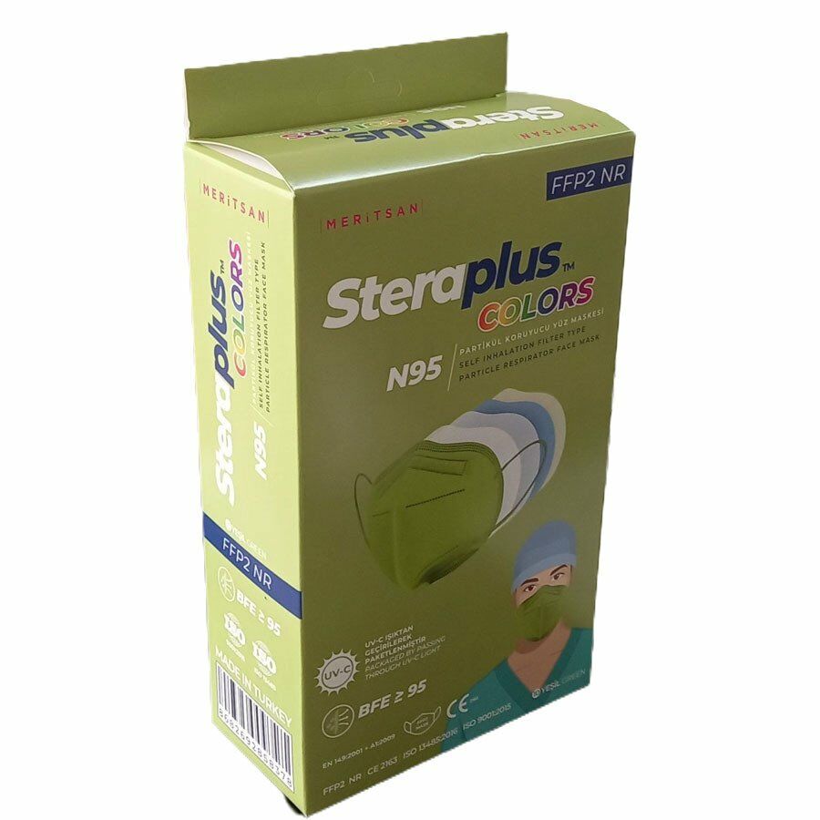 Steraplus Colors FFP2 5 Katmanlı Telli N95 Maske 10'lu - YEŞİL