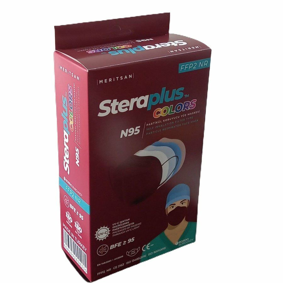 Steraplus Colors FFP2 5 Katmanlı Telli N95 Maske 10'lu - BORDO