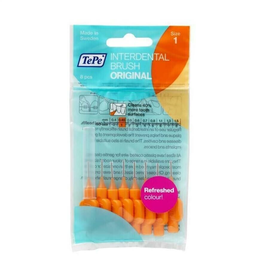 Tepe Interdental Brush Original 8 Pcs , 0.45 MM TePe Arayüz Fırçası TURUNCU