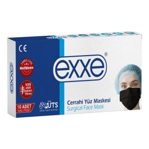 Exxe Cerrahi Maske Lastikli 3 Katlı Tekli Poşet 10 luk SİYAH