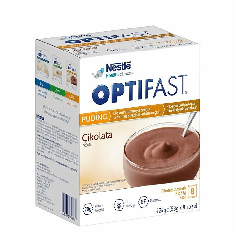 Nestle Optifast Puding - Çikolata Aromalı Puding 53gr ' lık 8 Saşe