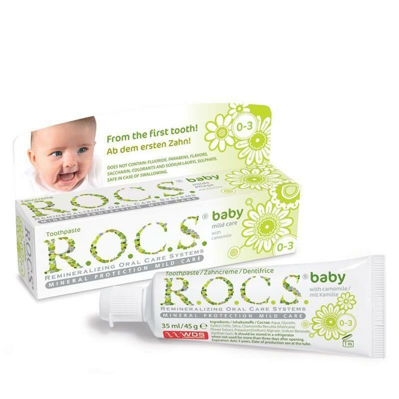 ROCS Baby 0-3 Yaş Yutulabilir Diş Macunu Papatya Özlü 35ml