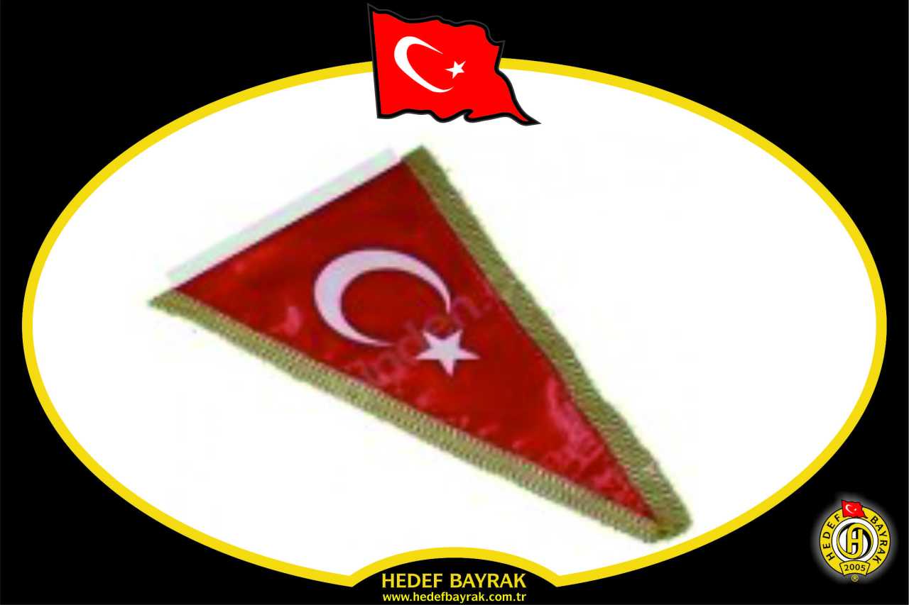 19x29 Üçgen Simli Tekli Takım Türk Masa Bayrağı