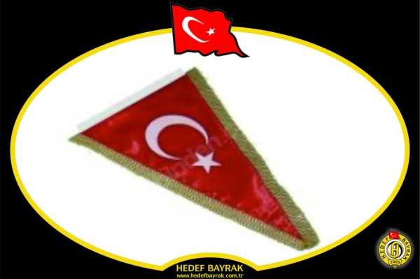 19x29 Üçgen Simli Tekli Takım Türk Masa Bayrağı