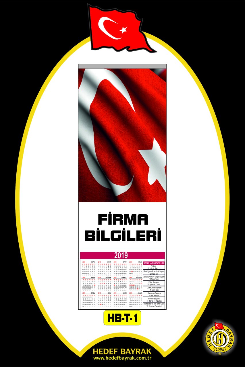 20x35 DUVAR TAKVİMİ TÜRK BAYRAKLI