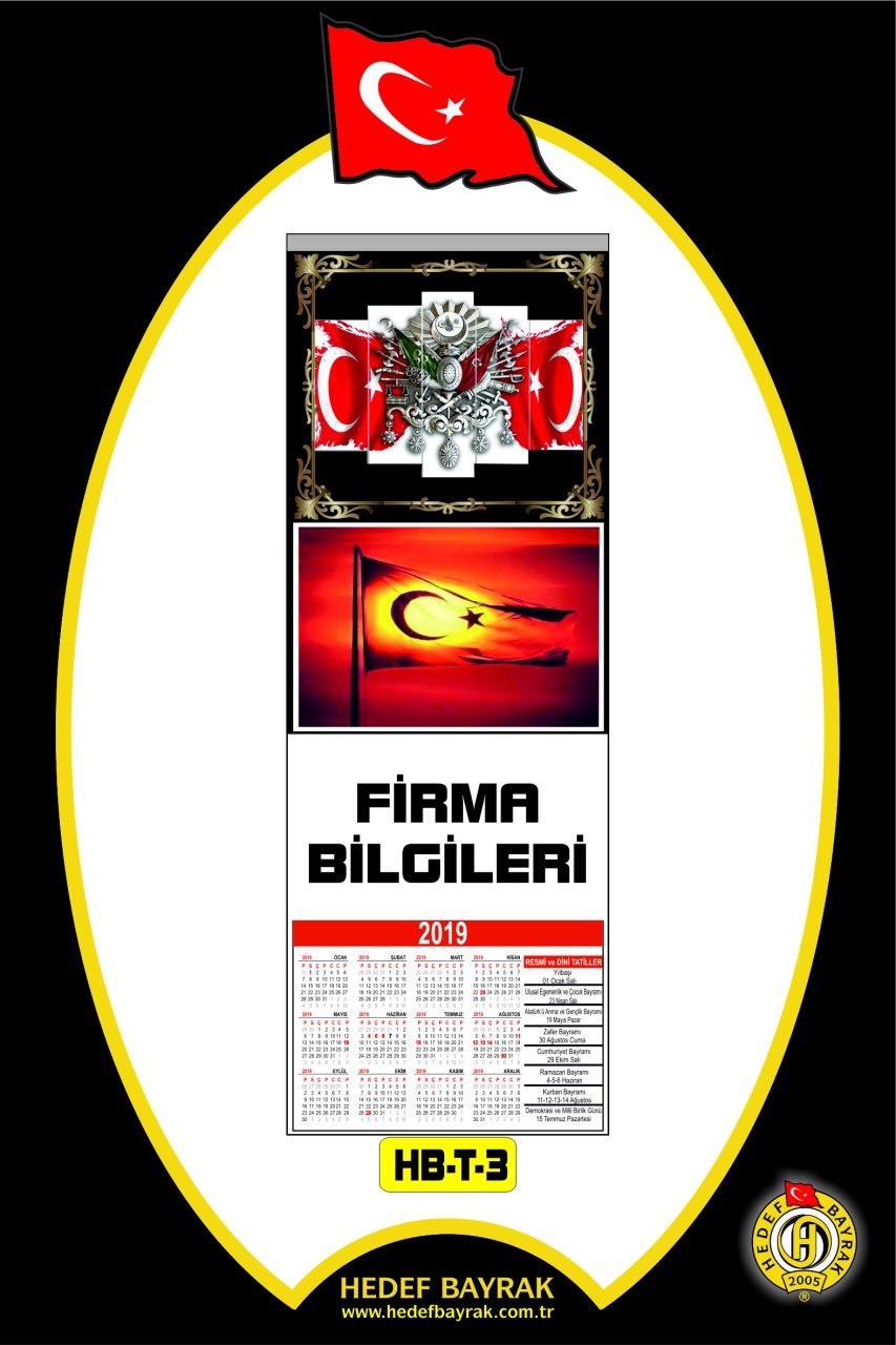 20x35 DUVAR TAKVİMİ TÜRK BAYRAKLI