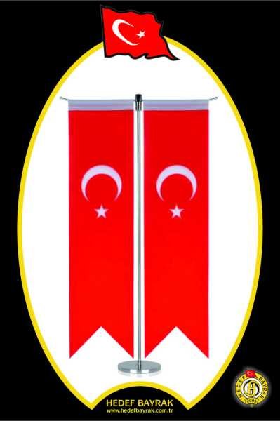 10x30 Çiftli Takım Türk Masa Bayrağı