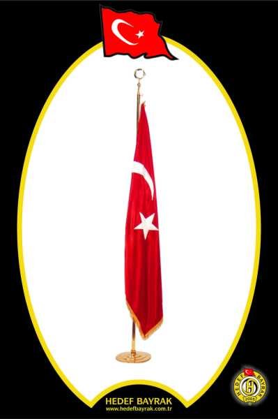 Çift Kat Simli 100x150 Sarı Takım Türk Bayrağı Makam