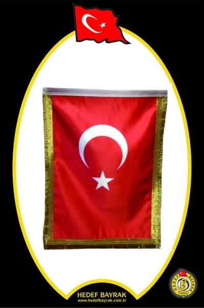 Çift Kat Simli 100x150 Krom Takım Türk Bayrağı Makam