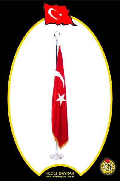 Çift Kat Simli 100x150 Krom Takım Türk Bayrağı Makam