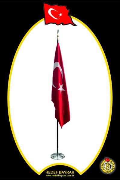 Çift Kat Simsiz 100x150 Krom Takım Türk Bayrağı Makam