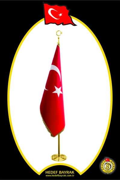 Telalı Simli 100x150 Sarı Takım Türk Bayrağı Makam