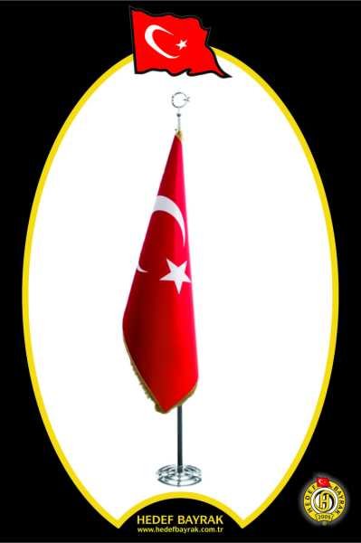 Telalı Simli 100x150 Krom Takım Türk Bayrağı Makam