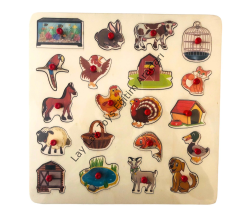 Hayvanlar ve Barınakları Puzzle  Kulplu (33*33 cm)