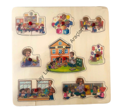 Okulumuz Puzzle Kulplu (33*33 cm)