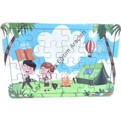 Ahşap Kampta Yaşam Puzzle 24 Parça