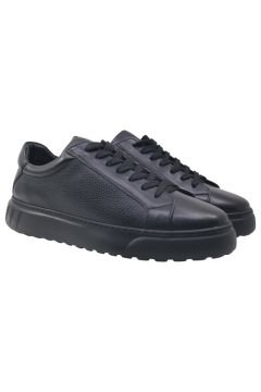 Deri-G Siyah Hakiki Deri Bağcıklı Erkek Sneaker 242-4213SY