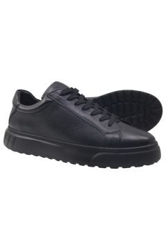 Deri-G Siyah Hakiki Deri Bağcıklı Erkek Sneaker 242-4213SY